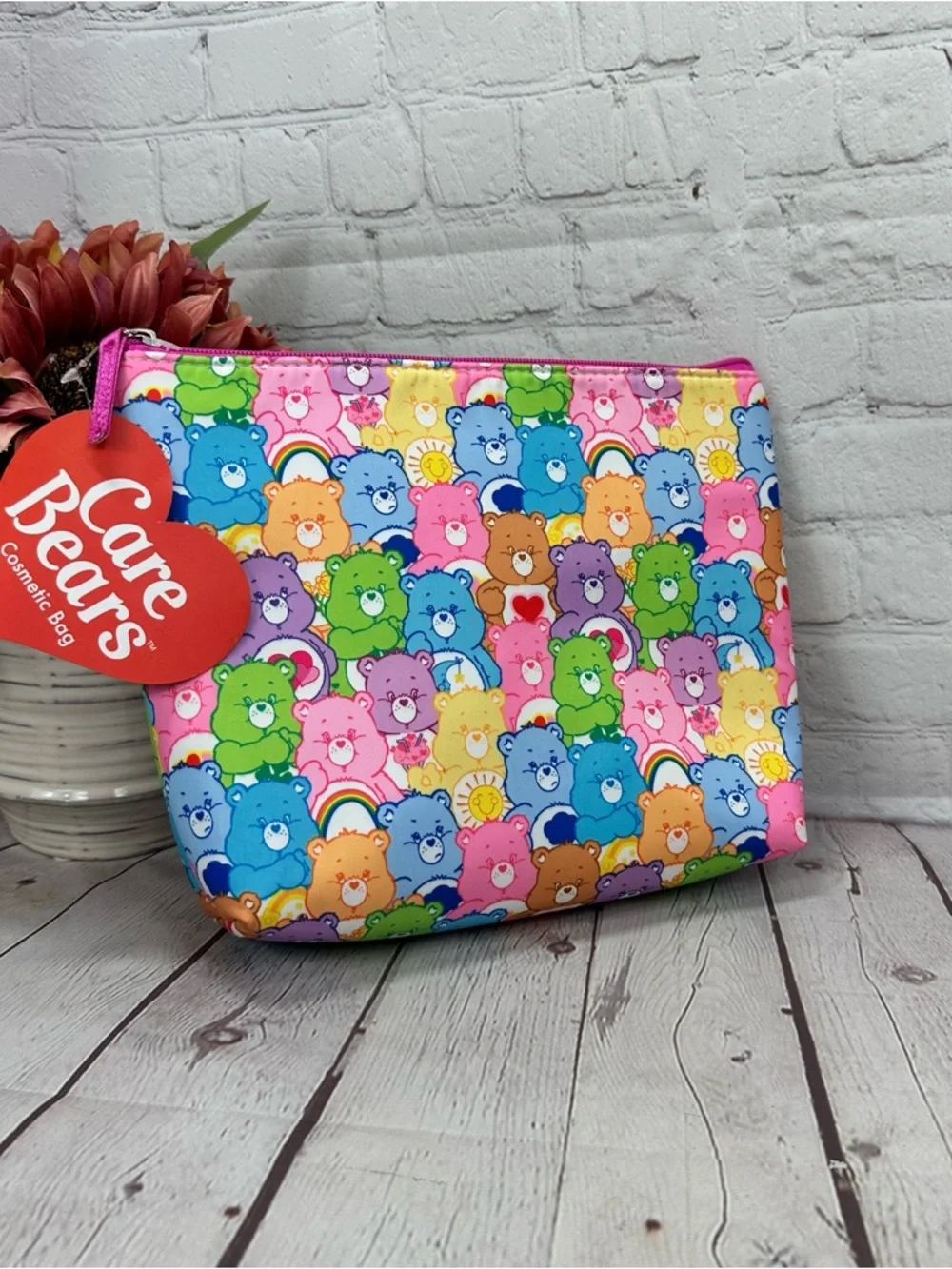 NWT Care Bears Rainbow Multicolor Zipper cosmetic bag retro kidcore makeup